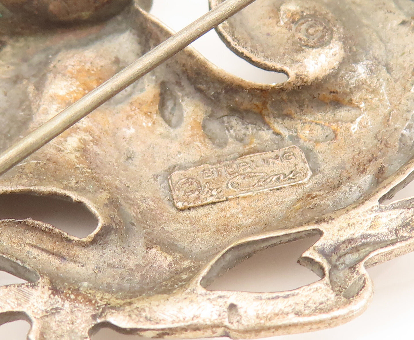 CINI 925 Silver  Vintage Antique Taurus Bull Astrology Brooch Pin  BP10276