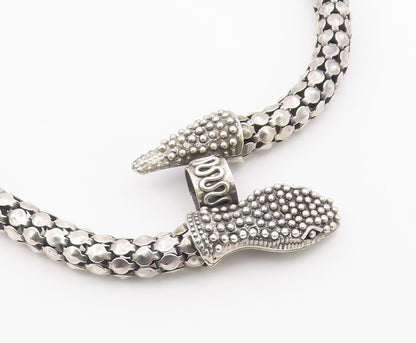 925 Sterling Silver  Vintage Shiny Hollow Snake Motif Chain Necklace  NE3722