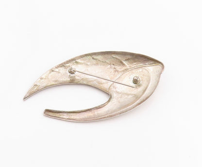 925 Sterling Silver Vintage Brooch Modernist Goblin King's Amulet Pin  BP11975