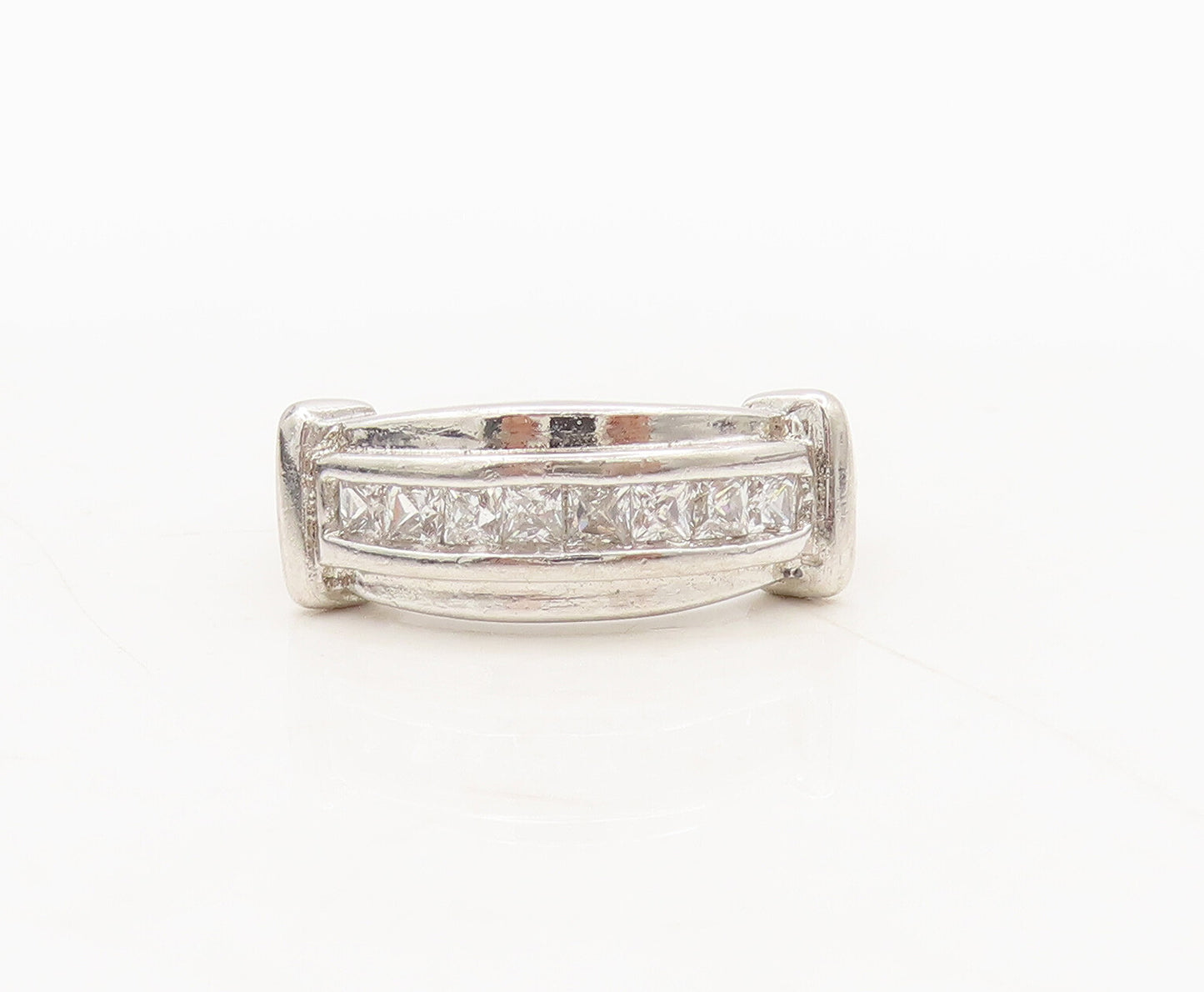 925 Sterling Silver Vintage Ring Solid Cubic Zirconia Band Sz 6 RG27575