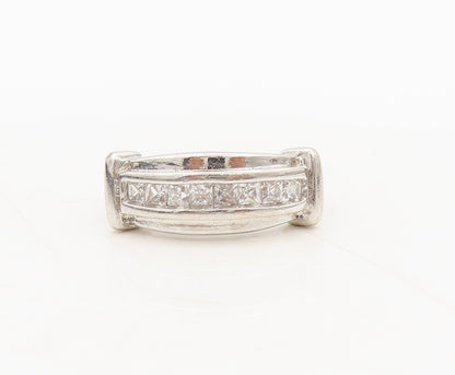 925 Sterling Silver Vintage Ring Solid Cubic Zirconia Band Sz 6 RG27575