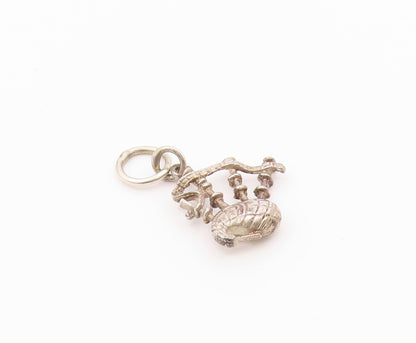 925 Sterling Silver  Vintage Shiny Petite Bag Pipe Instrument Pendant  PT16524