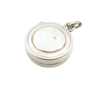 925 Sterling Silver  Vintage Petite Hollow Round Drop Pendant  PT7943