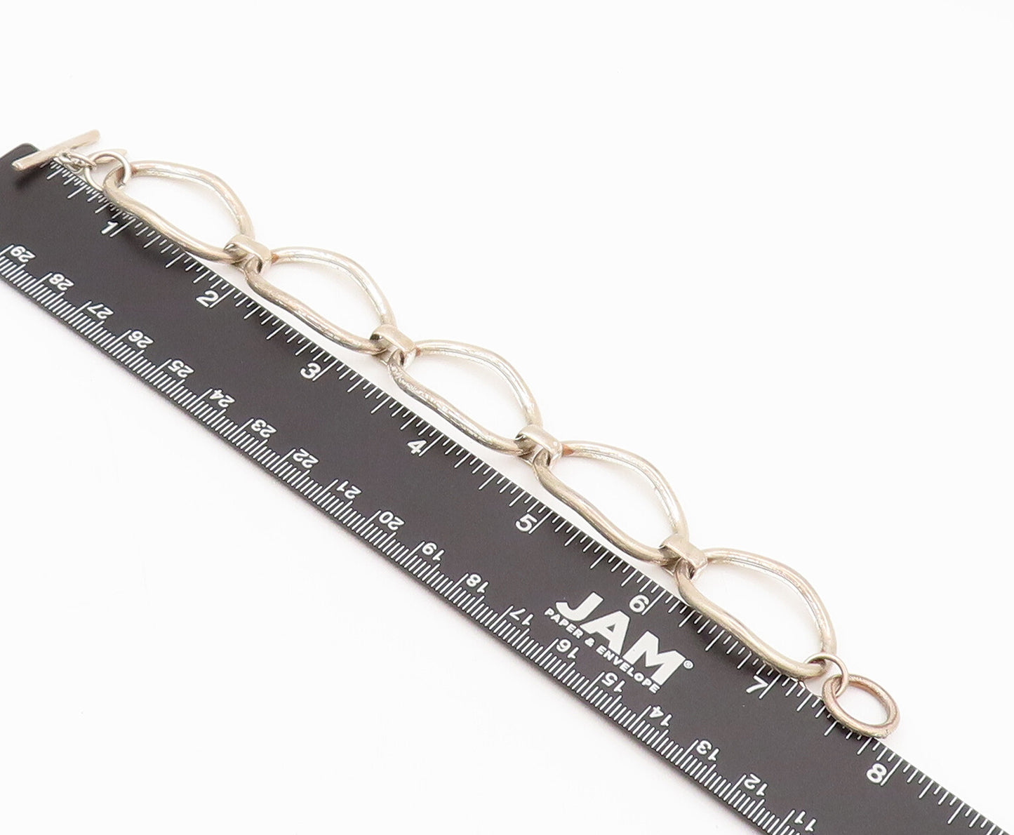 925 Sterling Silver  Vintage Minimalist Modernist Loop Link Bracelet  BT9979
