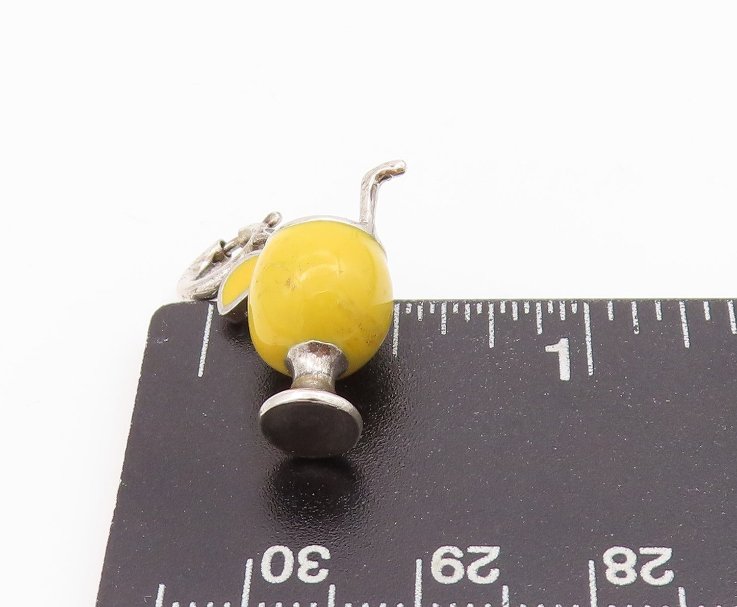 925 Sterling Silver Vintage Pendant Enameled Cocktail Glass Charm  PT24325