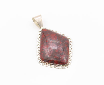 925 Sterling Silver Vintage Pendant DTR JAY KING Large Carved Gemstone  PT23997