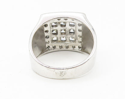 925 Sterling Silver  Vintage Cubic Zirconia Square Band Ring Sz 12  RG11030