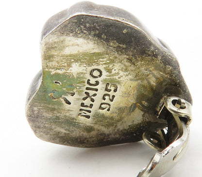 MEXICO 925 Sterling Silver  Vintage Love Heart Non Pierce Earrings  EG8141
