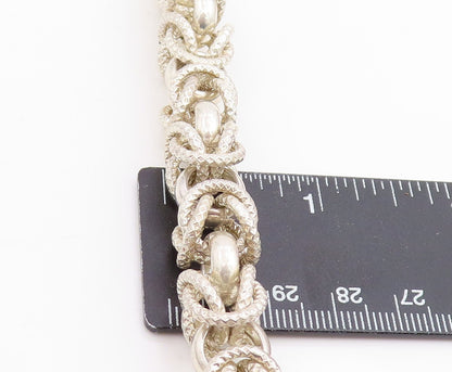 925 Sterling Silver Vintage Bracelet Bold Nautical Rope Byzantine Chain  BT11820