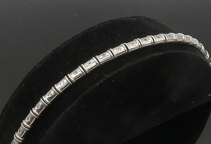 925 Sterling Silver  Vintage Shiny Topaz Hinge Link Chain Bracelet  BT8437