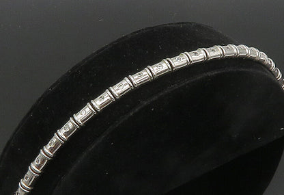 925 Sterling Silver  Vintage Shiny Topaz Hinge Link Chain Bracelet  BT8437
