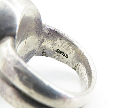 925 Sterling Silver  Vintage Shimmering Glass Art Cocktail Ring Sz 6  RG6822