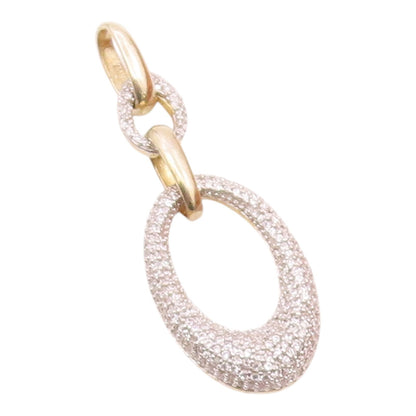 925 Sterling Silver  Vintage Cubic Zirconia Golf Plated Oval Pendant  PT17636