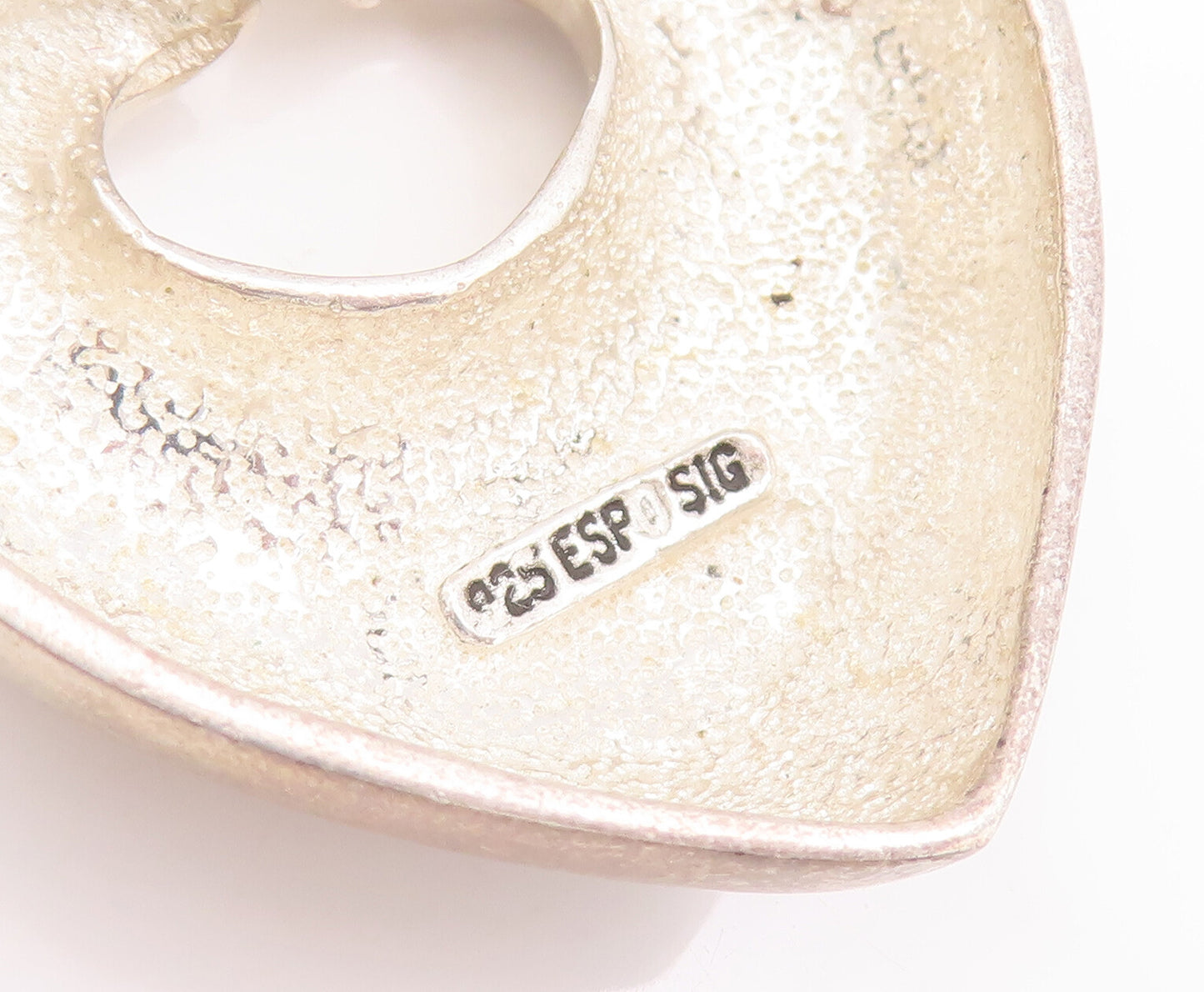 925 Sterling Silver Vintage Pendant ESPO SIG Solid Domed Love Heart  PT22720