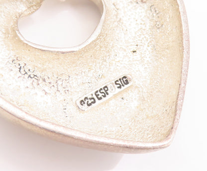 925 Sterling Silver Vintage Pendant ESPO SIG Solid Domed Love Heart  PT22720