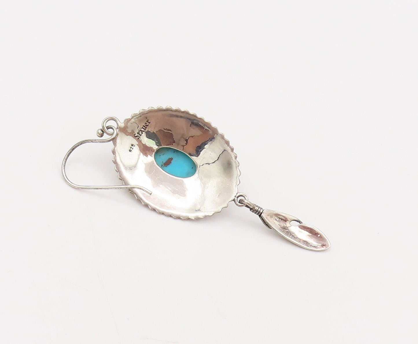STAUER 925 Silver Vintage Southwestern Etched Turquoise Earrings EG12760