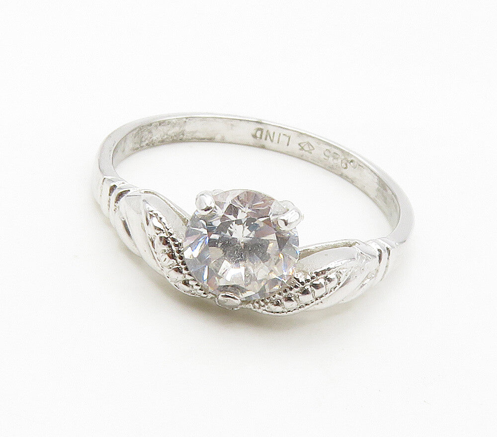 925 Sterling Silver  Round Cut Cubic Zirconia Solitaire Ring Sz 9.5  RG15493