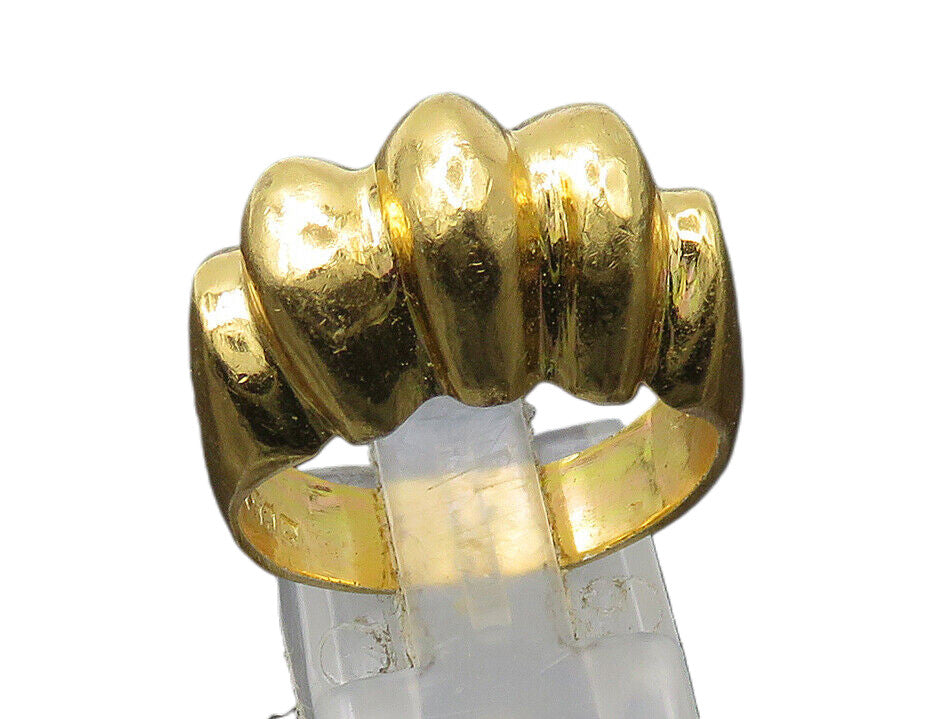 MEXICO 925 Silver  Vintage Shiny Gold Plated Fluted Band Ring Sz 10  RG22473