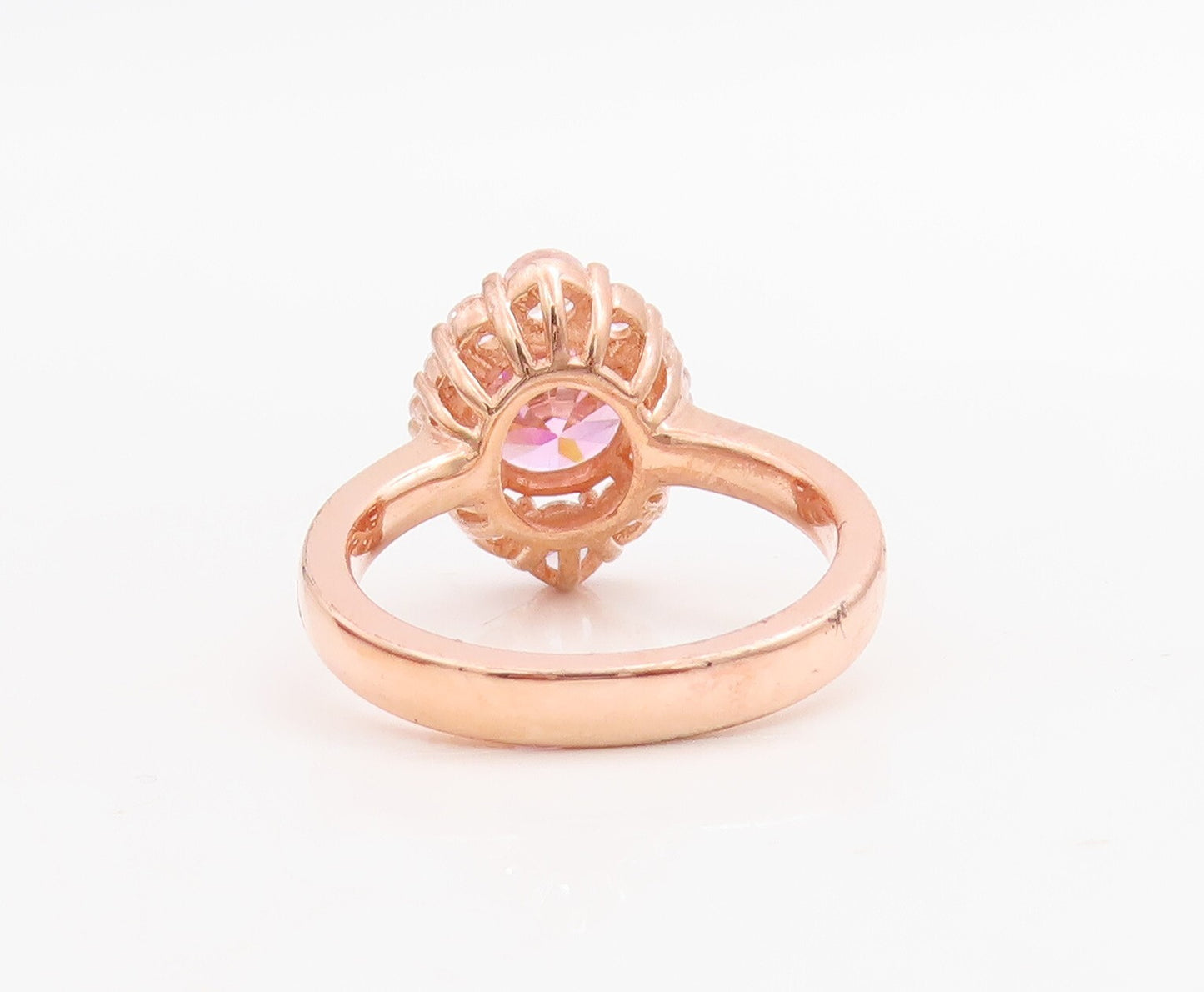 925 Sterling Silver Vintage Ring Rose Gold Plated 2 Tone CZ Flower Sz 6 RG30965