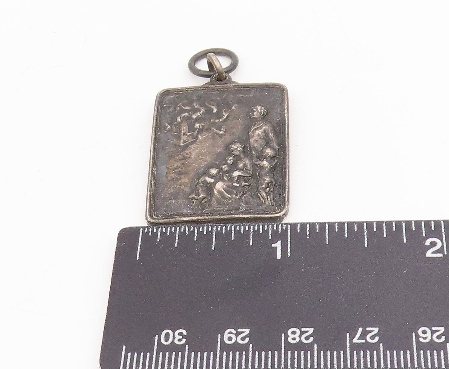 925 Sterling Silver Vintage Pendant Antique Fire Dept Home Again Award  PT25717