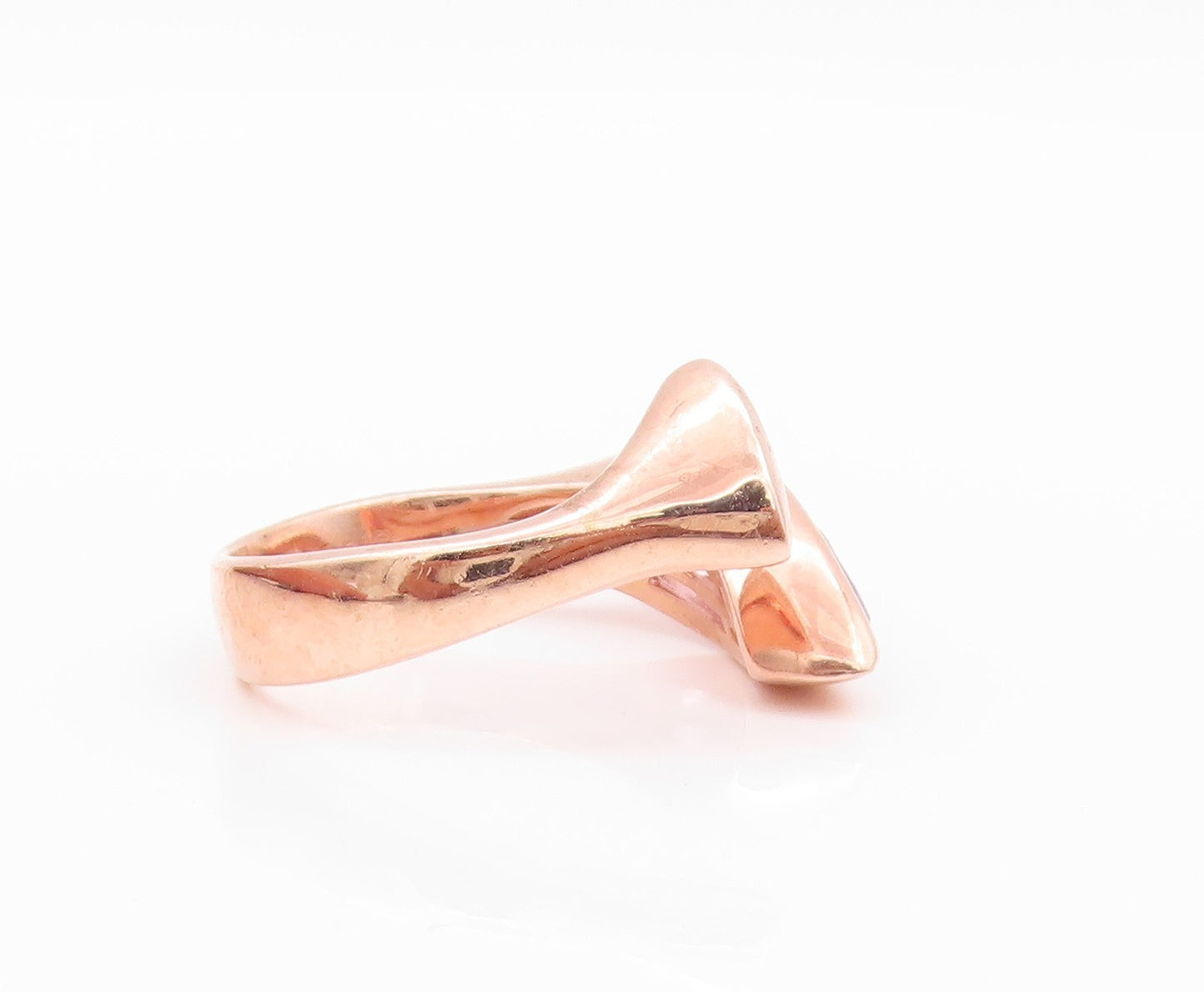 925 Sterling Silver Vintage Ring Rose Gold Plated Marquise Cut CZ  SZ 8  RG32211