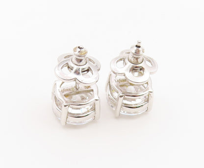 925 Sterling Silver Vintage Earrings LAFONN Elegant Round Cut CZ Stud  EG14489