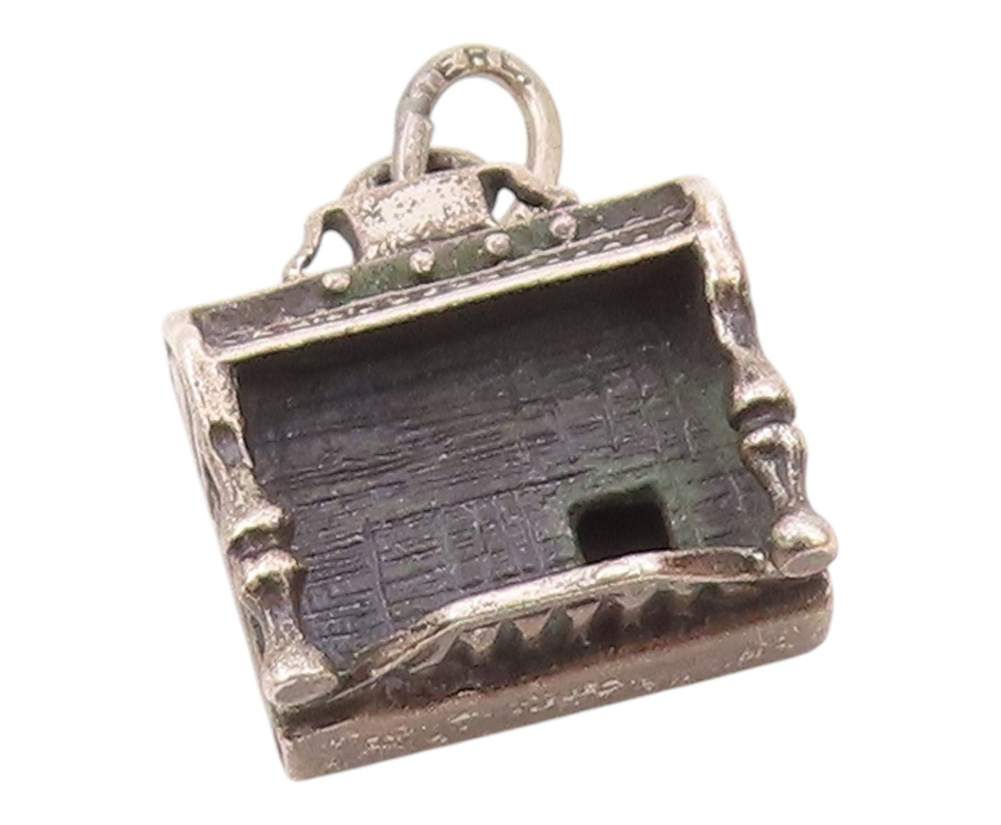 925 Sterling Silver  Vintage Oxidized Petite Wall Piano Pendant  PT16407