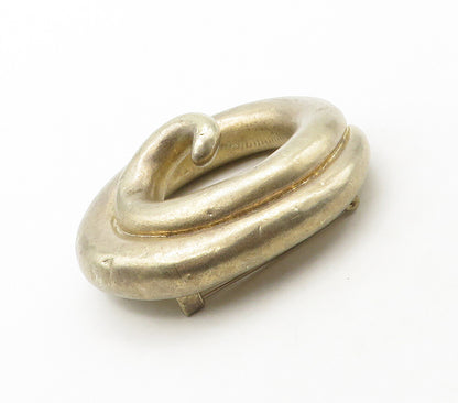 BAT AMI 925 Silver  Vintage Hollow Smooth Sculpted Spiral Brooch Pin  BP6457