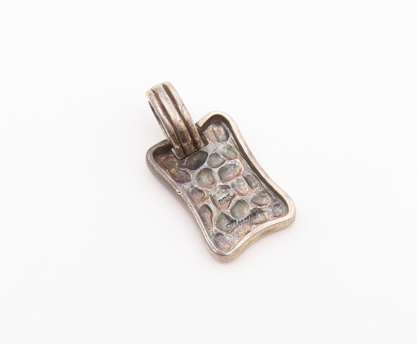 925 Sterling Silver  Vintage Shiny Cobble Stone Pattern Pendant  PT19806