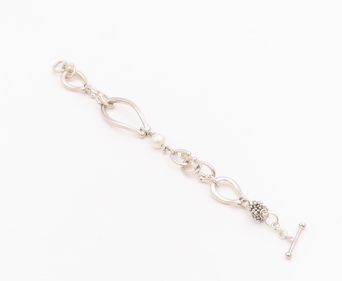 925 Sterling Silver Vintage Bracelet MICHAEL DAWKINS Modernist Pearl   BT10562