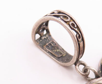 925 Sterling Silver Vintage Pendant Domed Swirly Carved Love Heart  PT23366