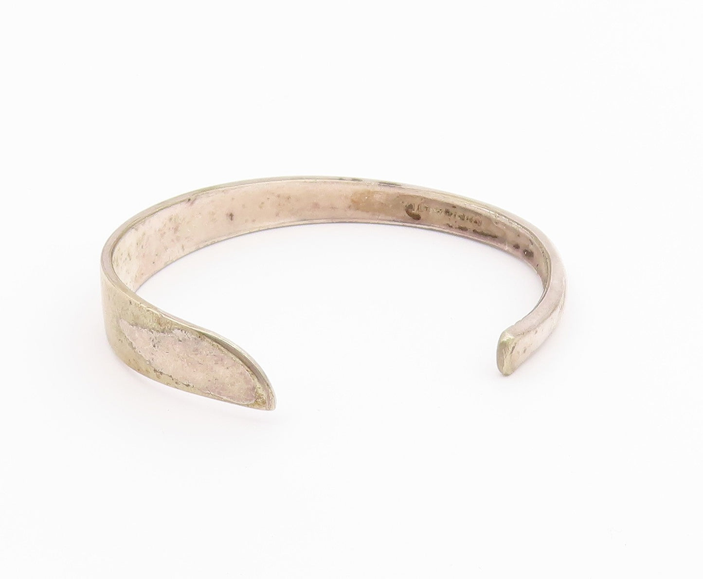 ROGERS ONEIDA 925 Silver  Vintage Shiny Floral Detail Cuff Bracelet  BT7995