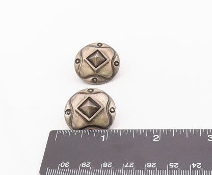 925 Sterling Silver Vintage Earrings LISA JENKS Antique Design Carved  EG13421