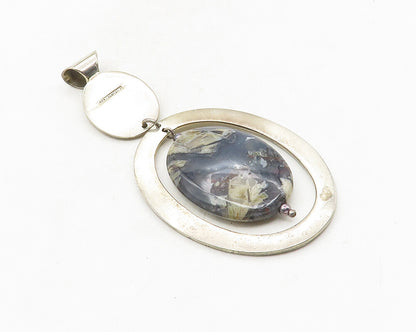 DDD MEXICO 925 Sterling Silver  Vintage Agate Textured Oval Pendant  PT7762
