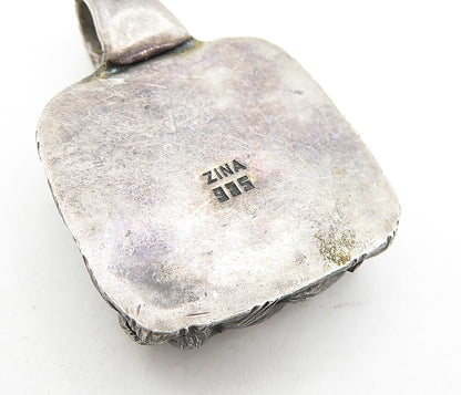 ZINA 925 Sterling Silver  Vintage Oxidized Basket Weave Design Pendant  PT3820
