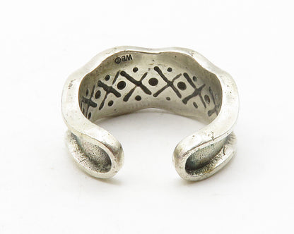 WARNER BROTHERS 925 Silver  Vintage Topaz X Pattern Band Ring Sz 7  RG13700