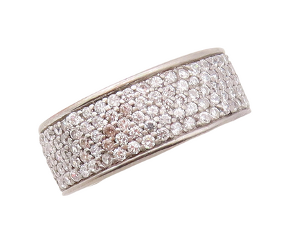 925 Sterling Silver Vintage Ring Solid Topaz Inlay Band  Sz 7  RG29884