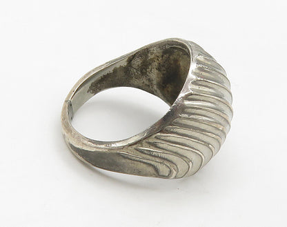925 Sterling Silver  Vintage Shiny Fluted Dome Petite Band Ring Sz 4  RG16154