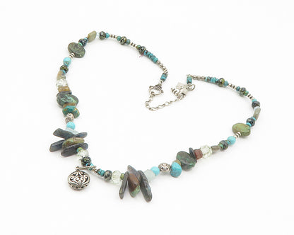 925 Sterling Silver Vintage Turquoise & Multi Stone Beaded Necklace NE2303