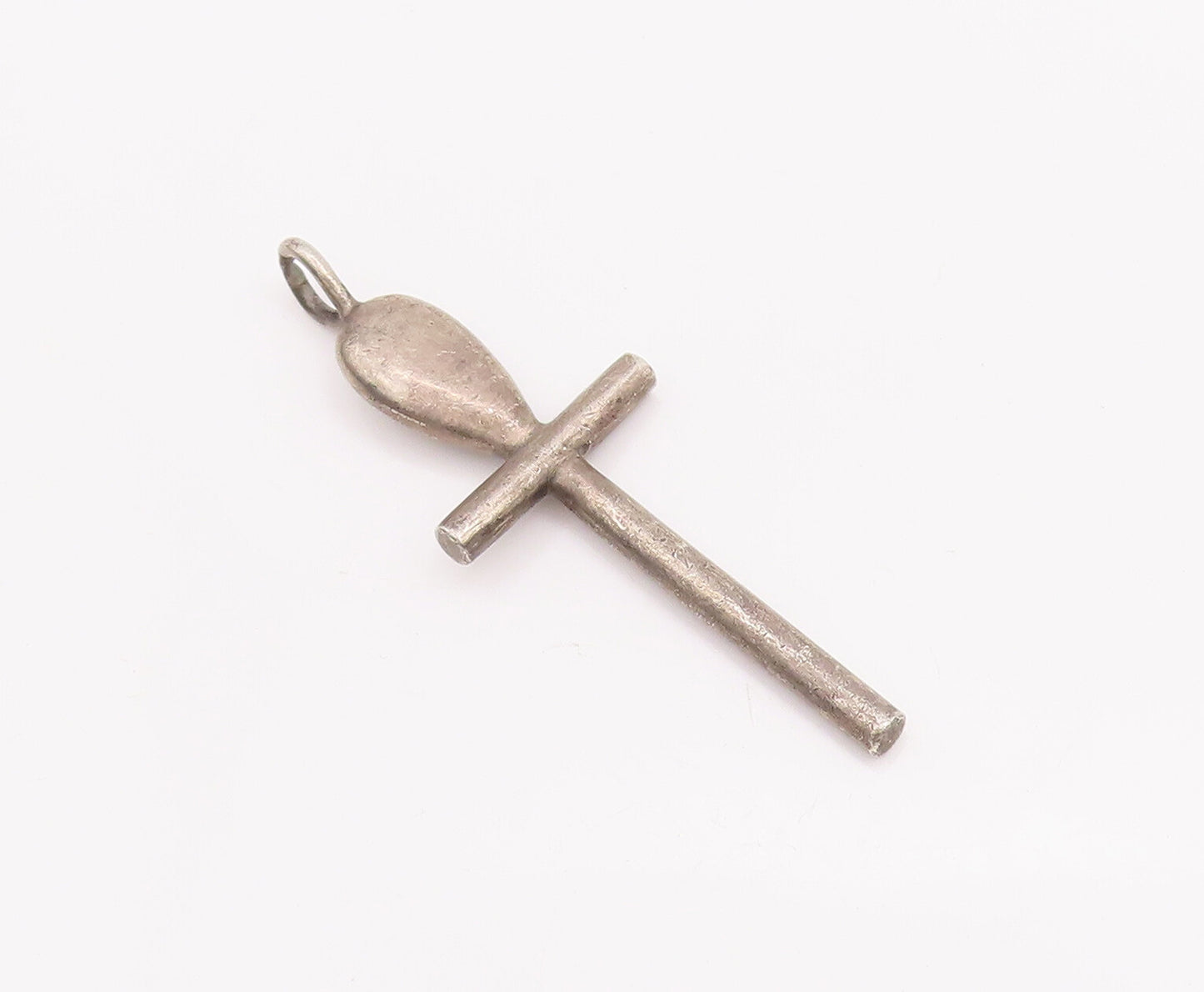 925 Sterling Silver Vintage Pendant Solid Cutout Religious Cross  PT23235