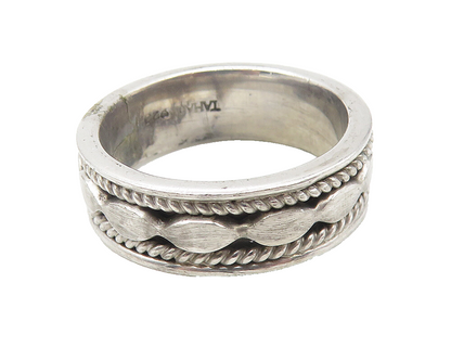 TAHARA & CO. 925 Silver  Vintage Twist Detail Round Band Ring Sz 8.5  RG11084