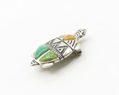 CAROLYN POLLACK RELIOS 925 Silver  Vintage Turquoise Turtle Brooch Pin  BP7268