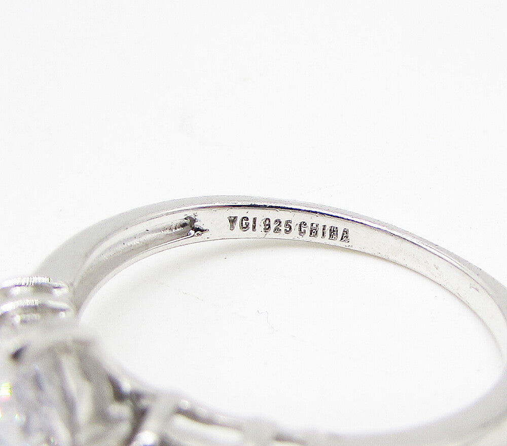 925 Sterling Silver  Faceted White Cubic Zirconia Band Ring Sz 8  RG3253