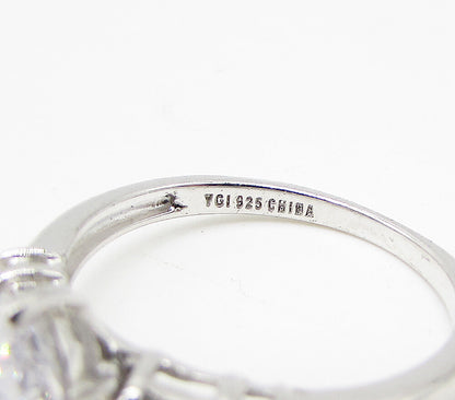 925 Sterling Silver  Faceted White Cubic Zirconia Band Ring Sz 8  RG3253