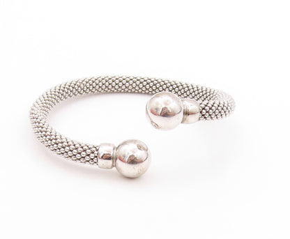 925 Sterling Silver Vintage Bracelet Modernist Beaded Cuff Band  BT11215