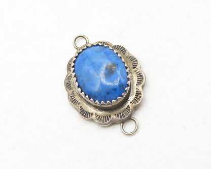 NAVAJO 925 Sterling Silver  Vintage Blue Jasper Etched Bracelet Link  TR1887