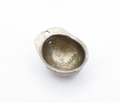 925 Sterling Silver  Vintage Dark Tone Smooth Cap Hat Motif Pendant  PT3829