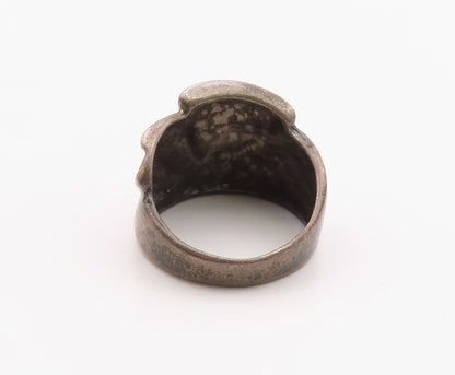 925 Sterling Silver Vintage Ring Modernist Ribbed Dome Band  Sz 7.5  RG36321