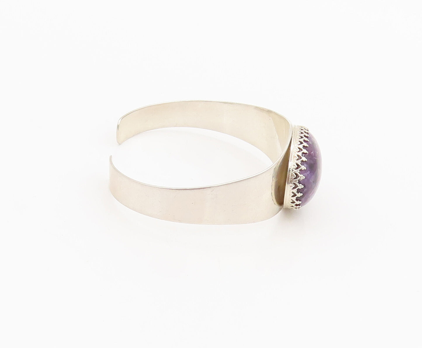 DTR JAY KING 925 Silver  Vintage Minimalist Charoite Cuff Bracelet  BT10009