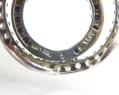 925 Sterling Silver  Cubic Zirconia & Hematite Open Circles Pendant  PT9677